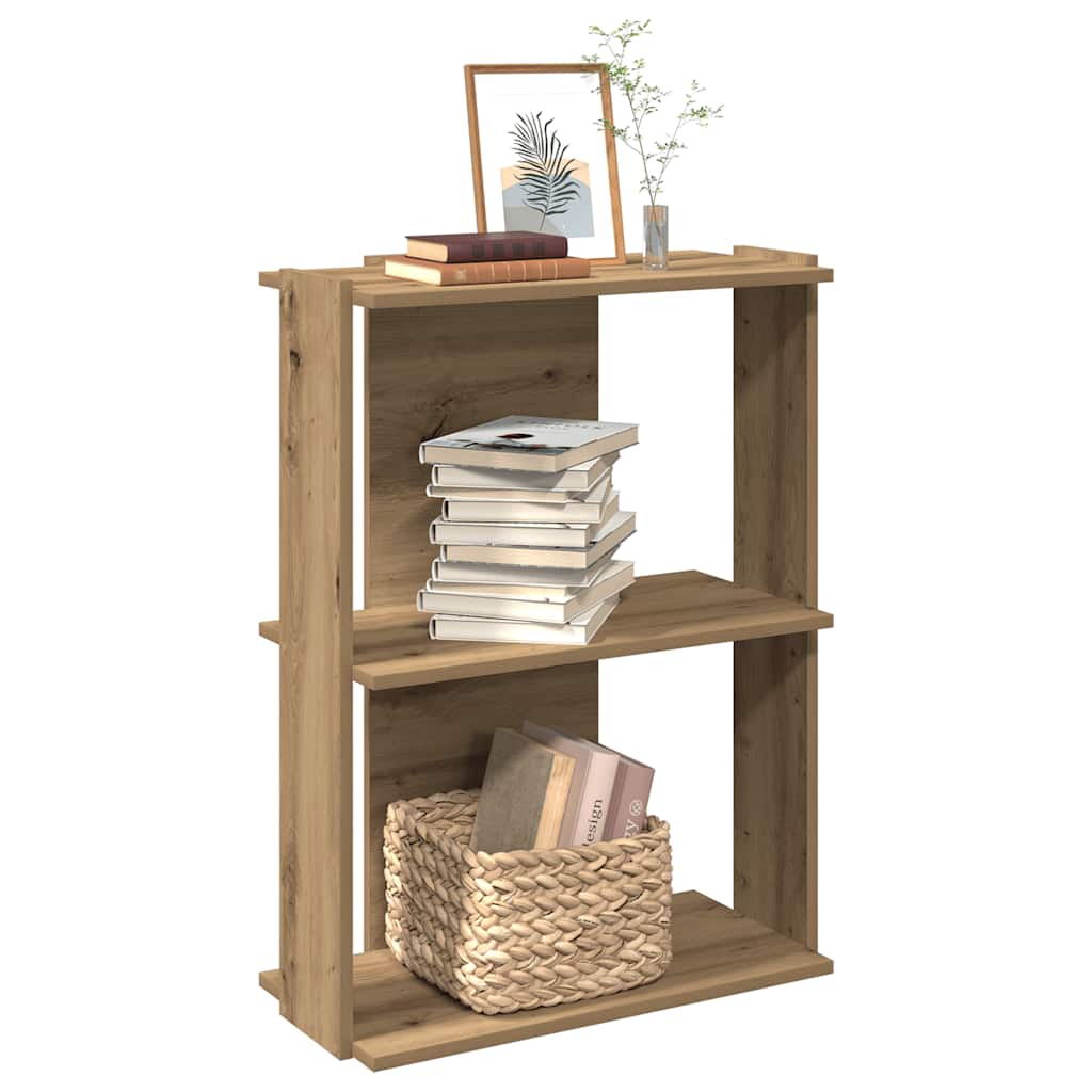 vidaXL Bookcase 3-Tier Artisan Oak 60x30x80 cm Engineered Wood 1