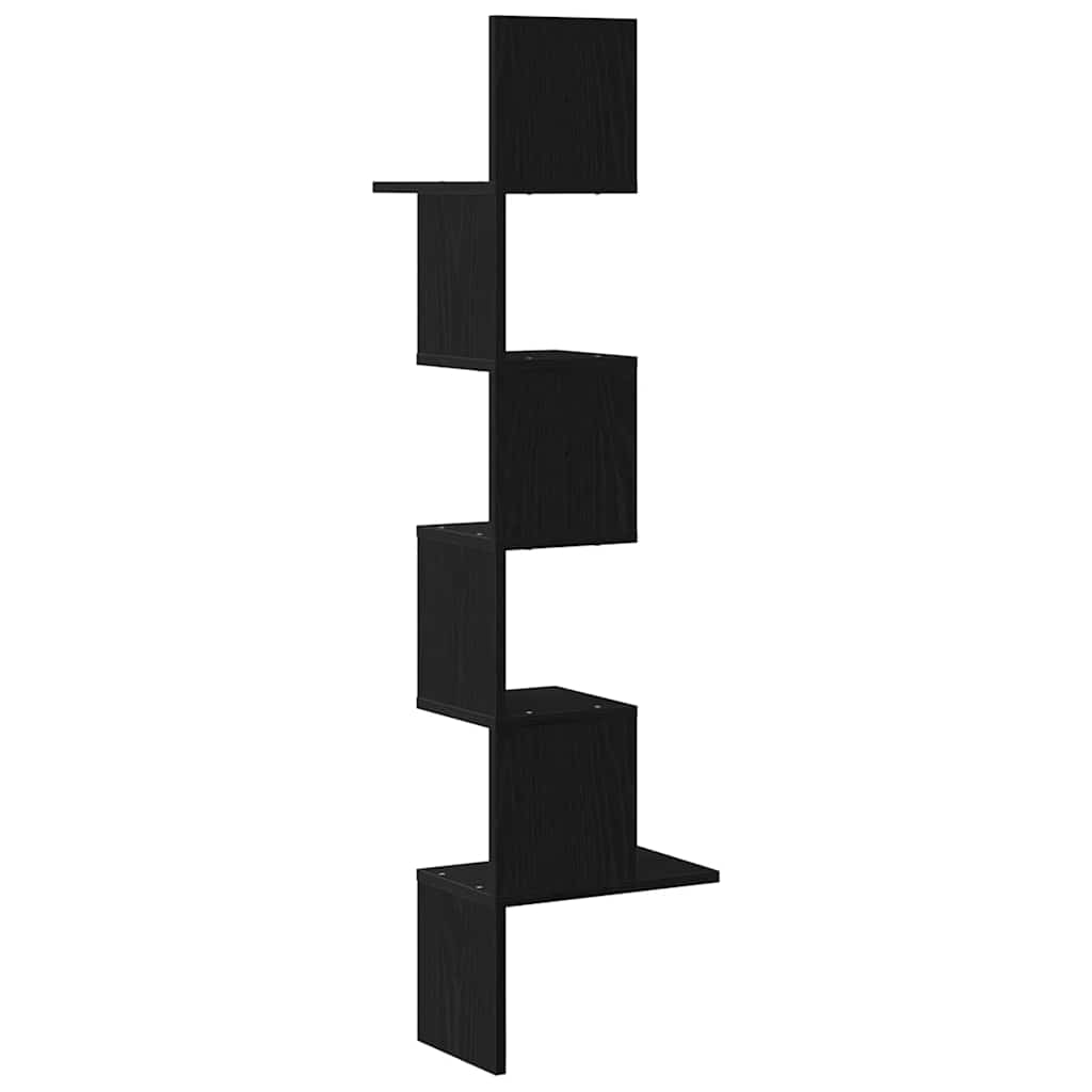 vidaXL Wall Corner Shelf Black 32x32x127,5 cm Engineered Wood 5