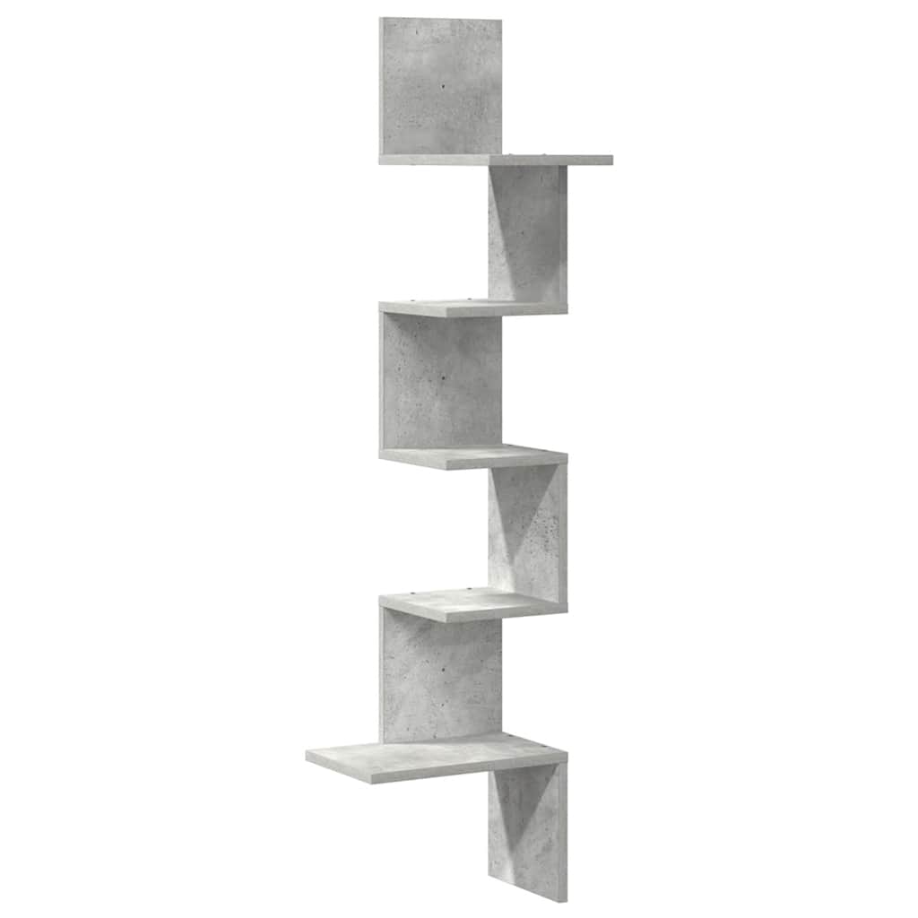 vidaXL Wall Corner Shelf Concrete Grey 32x32x127,5 cm Engineered Wood 2