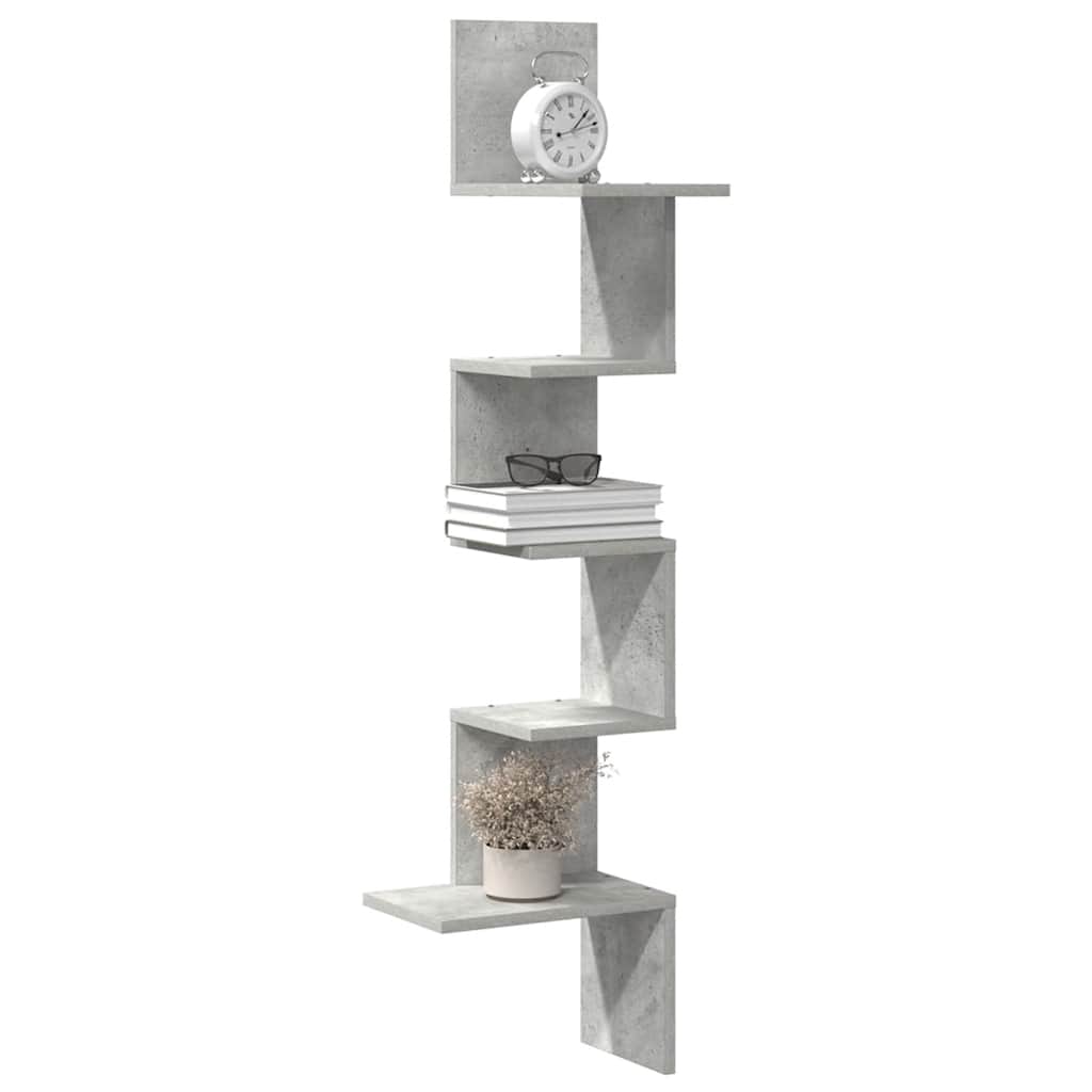 vidaXL Wall Corner Shelf Concrete Grey 32x32x127,5 cm Engineered Wood 1