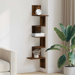 vidaXL Wall Corner Shelf Smoked Oak 32x32x127,5 cm Engineered Wood 3