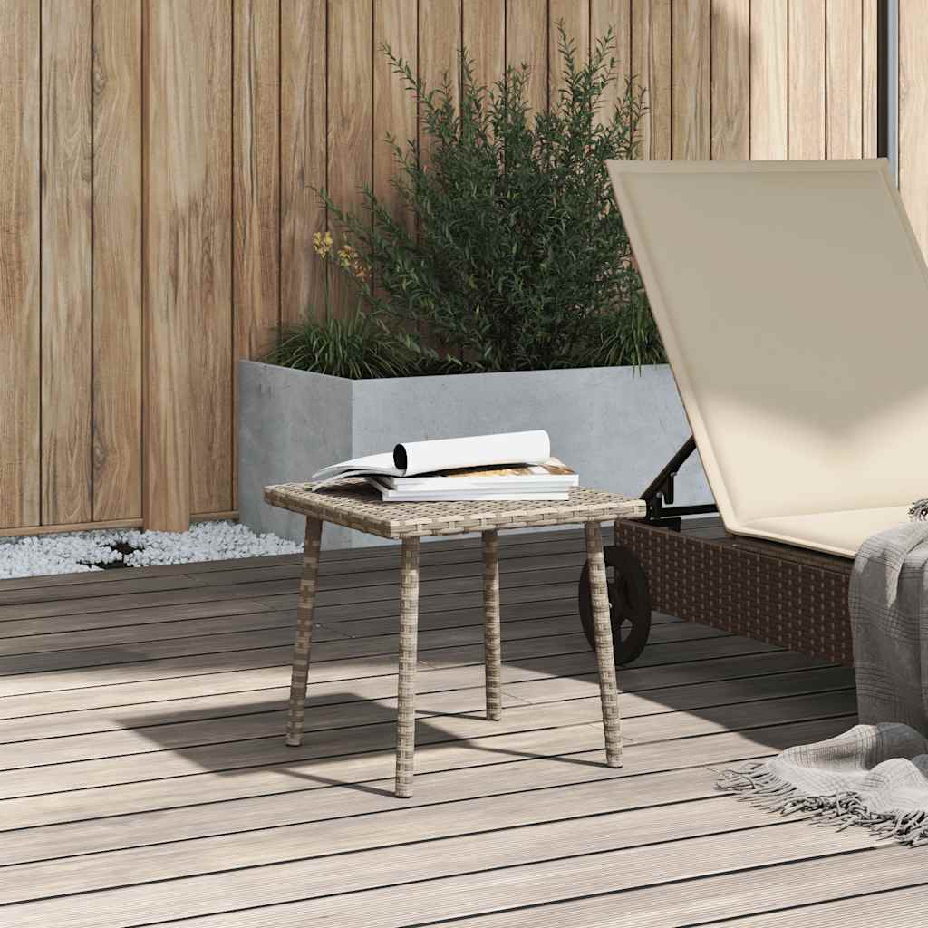 vidaXL Garden Coffee Table Rectangular Light Grey 40x40x37 cm Poly Rattan 3