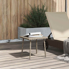 vidaXL Garden Coffee Table Rectangular Light Grey 40x40x37 cm Poly Rattan 3