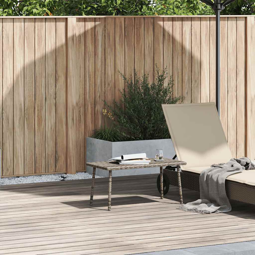 vidaXL Garden Coffee Table Rectangular Grey 80x40x37 cm Poly Rattan 1