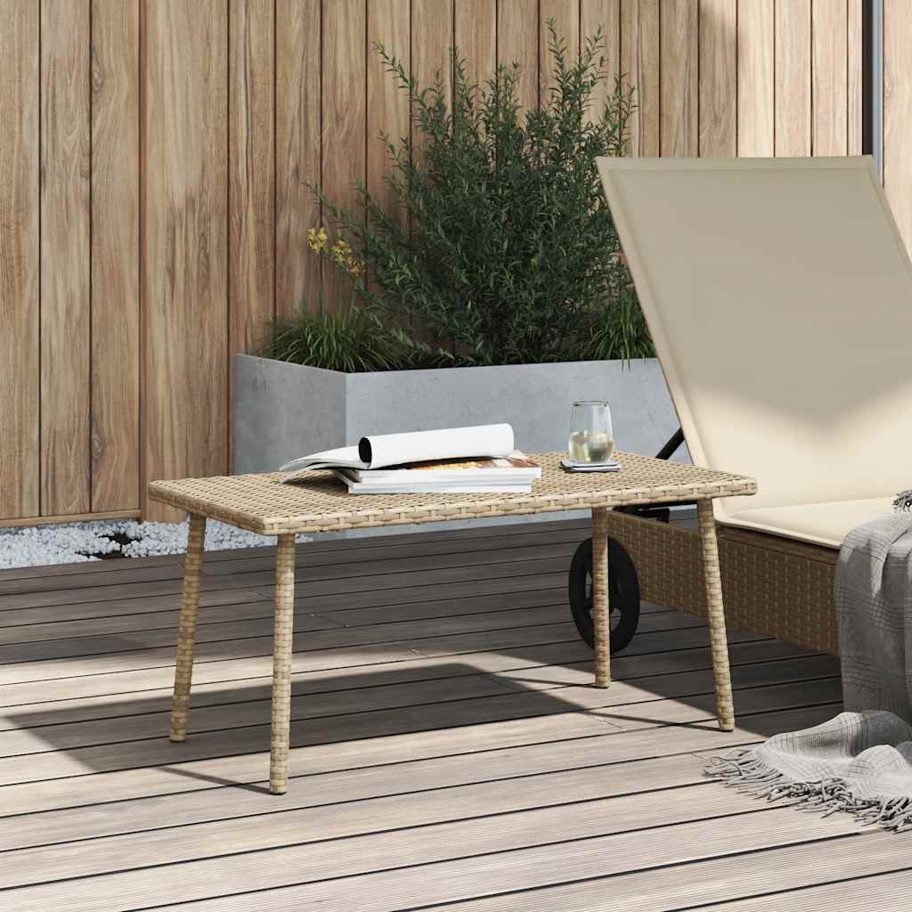 vidaXL Garden Coffee Table Rectangular Beige 80x40x37 cm Poly Rattan 2