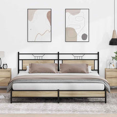 vidaXL Bed Frame without Mattress Engineered Wood Sonoma Oak with Headboard & Dual Low Footboard