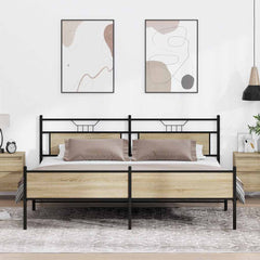 vidaXL Bed Frame without Mattress Engineered Wood Sonoma Oak with Headboard & High Footboard
