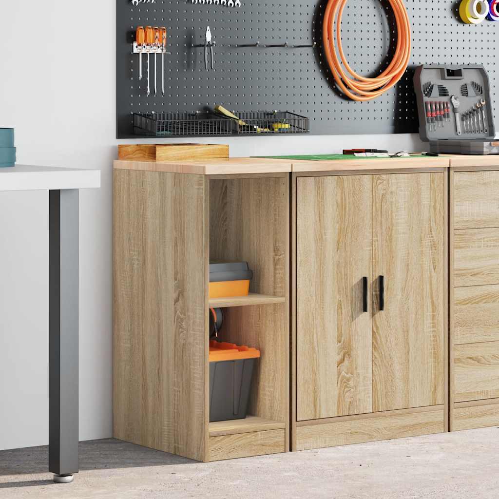 vidaXL Garage Storage Cabinet Sonoma Oak 30x51x85 cm Solid Wood Pine 3