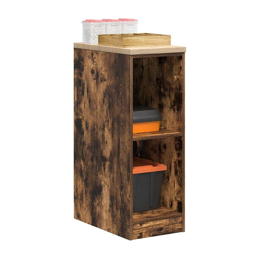 Garage Storage Cabinet Smoked Oak Solid Wood Pine
