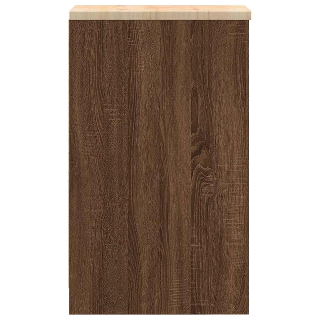 vidaXL Garage Storage Cabinet Brown Oak 30x51x85 cm Solid Wood Pine 6