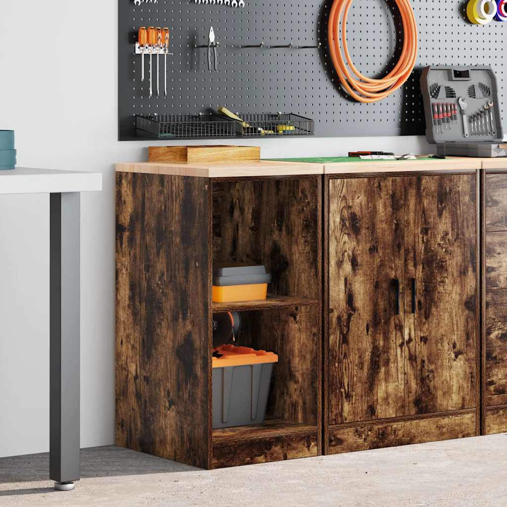 vidaXL Garage Storage Cabinet Smoked Oak 40x51x85 cm Solid Wood Pine 3