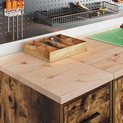 vidaXL Garage Storage Cabinet Smoked Oak 30x51x85 cm Solid Wood Pine 3