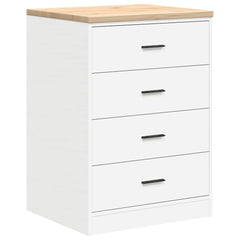 Garage Storage Cabinet Solid Wood Pine 60 x 51 x 85 cm 4 Drawers White