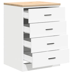 Garage Storage Cabinet Solid Wood Pine 60 x 51 x 85 cm 4 Drawers White
