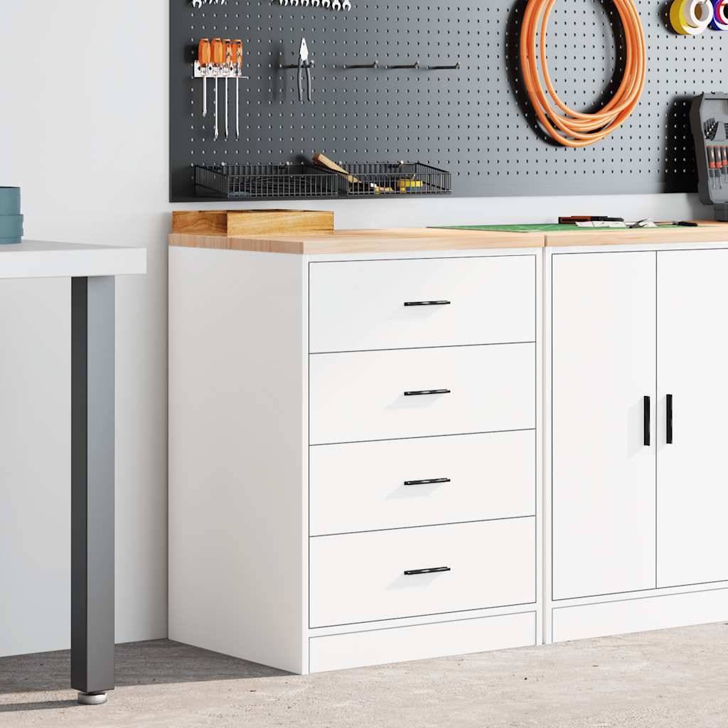 Garage Storage Cabinet Solid Wood Pine 60 x 51 x 85 cm 4 Drawers White