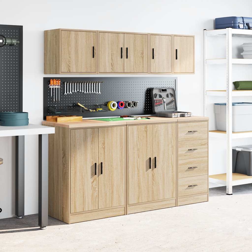 vidaXL Garage Wall Cabinets 2 pcs Sonoma Oak Engineered Wood 4