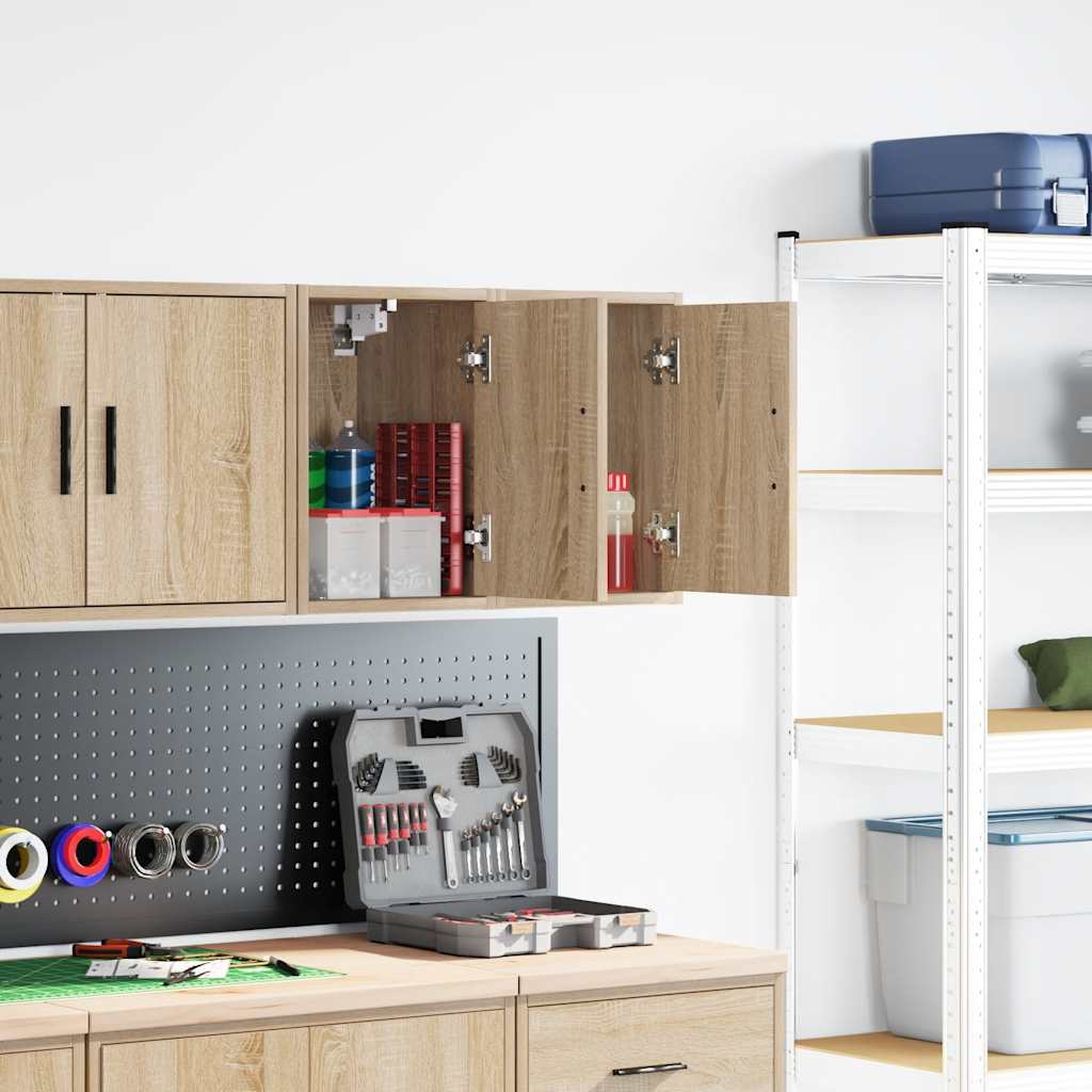vidaXL Garage Wall Cabinets 2 pcs Sonoma Oak Engineered Wood 1
