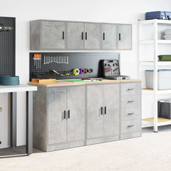 vidaXL Garage Wall Cabinets 2 pcs Concrete Grey Engineered Wood 4