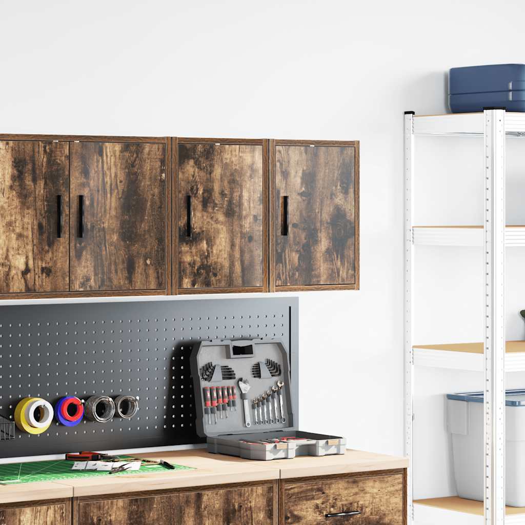 vidaXL Garage Wall Cabinets 2 pcs Smoked Oak Engineered Wood 3