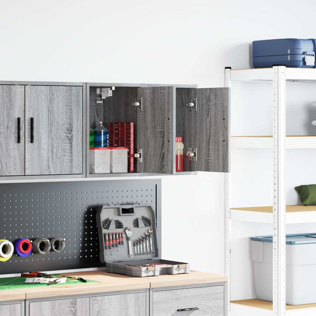 vidaXL Garage Wall Cabinets 2 pcs Grey Sonoma Engineered Wood 1
