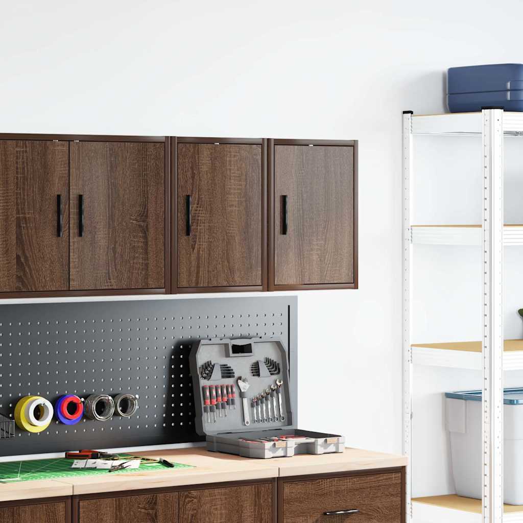 vidaXL Garage Wall Cabinets 2 pcs Brown Oak Engineered Wood 3