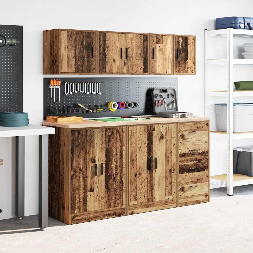 vidaXL Garage Wall Cabinets 2 pcs Old Wood Engineered Wood 4