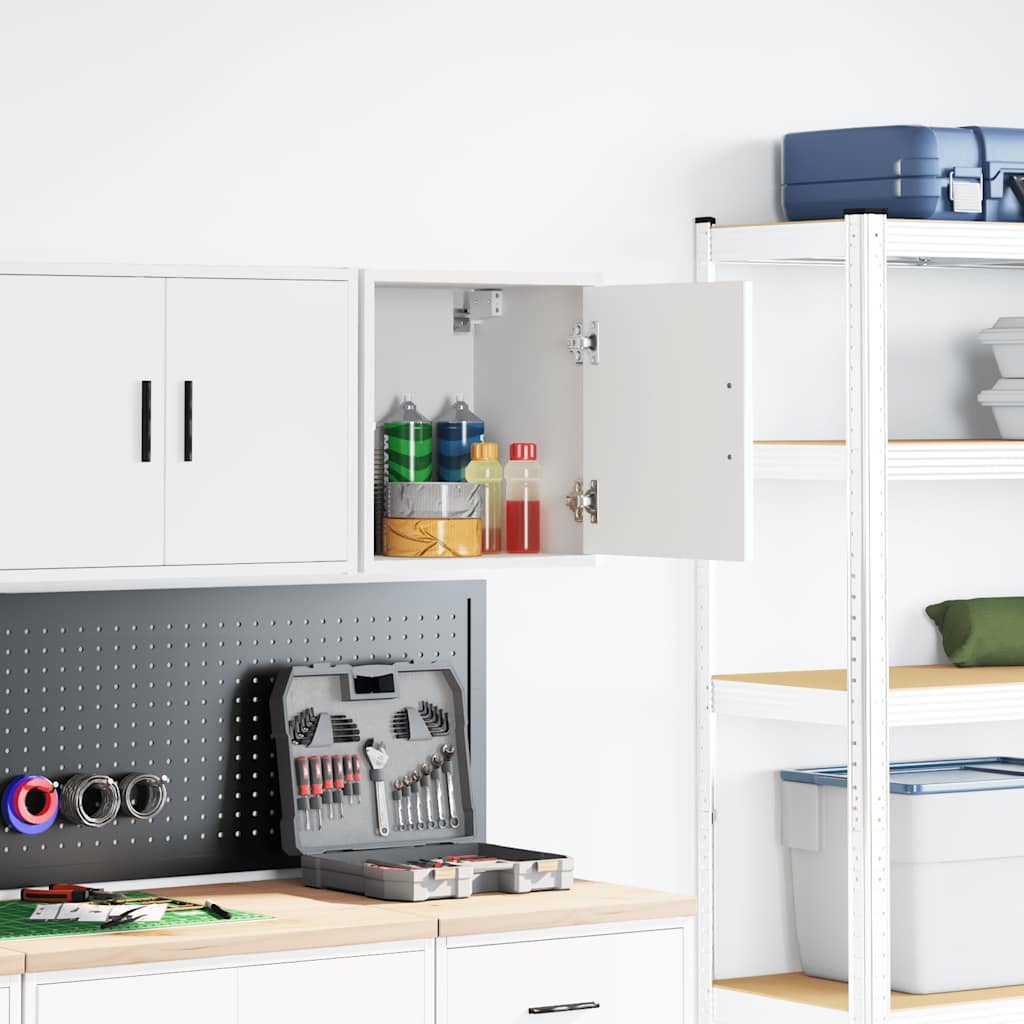 vidaXL Garage Wall Cabinet White Engineered Wood 2