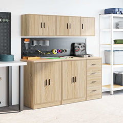 vidaXL Garage Wall Cabinet Sonoma Oak Engineered Wood 4