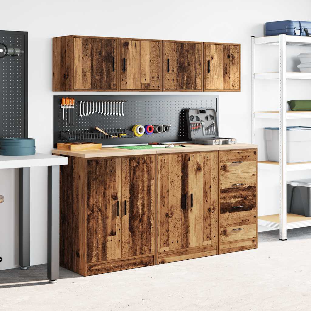 vidaXL Garage Wall Cabinets 2 pcs Old Wood Engineered Wood 4