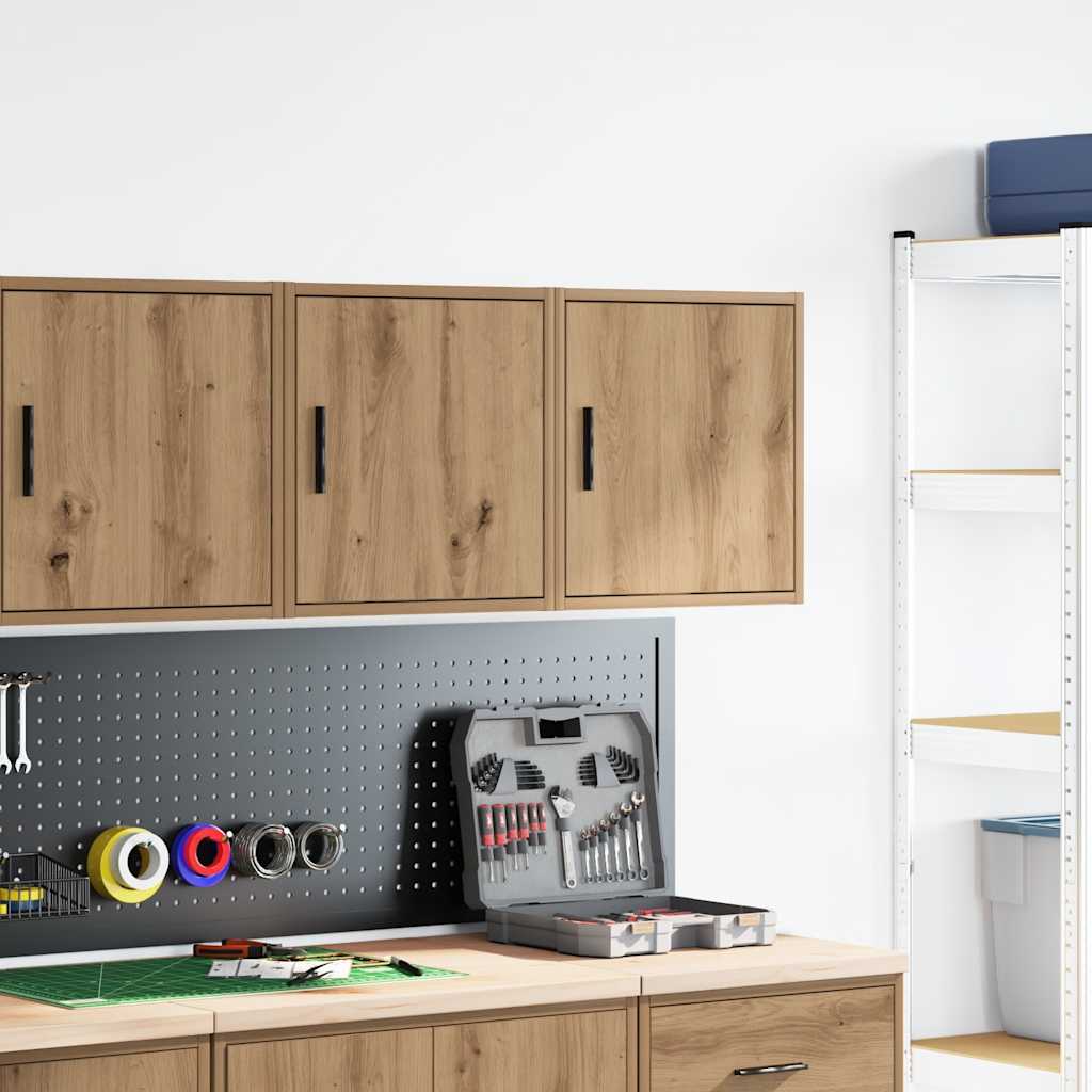 vidaXL Garage Wall Cabinets 2 pcs Artisan Oak Engineered Wood 3