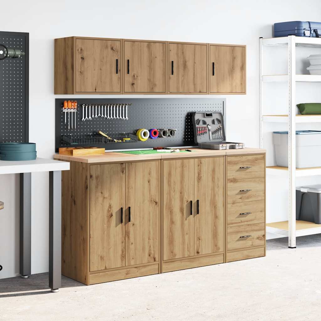 vidaXL Garage Wall Cabinets 2 pcs Artisan Oak Engineered Wood 4