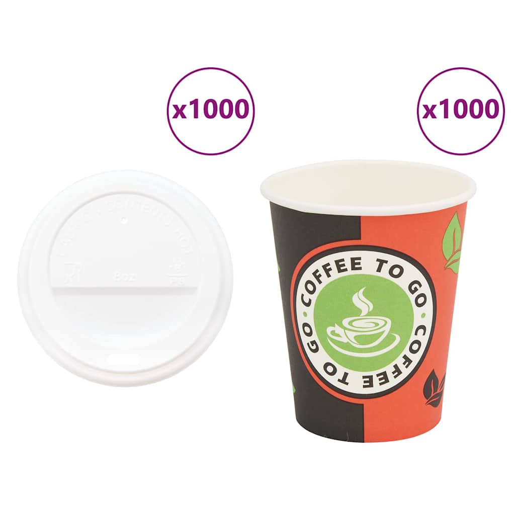 Paper Coffee Cups with Lids 1000 pcs 4oz 240 ml