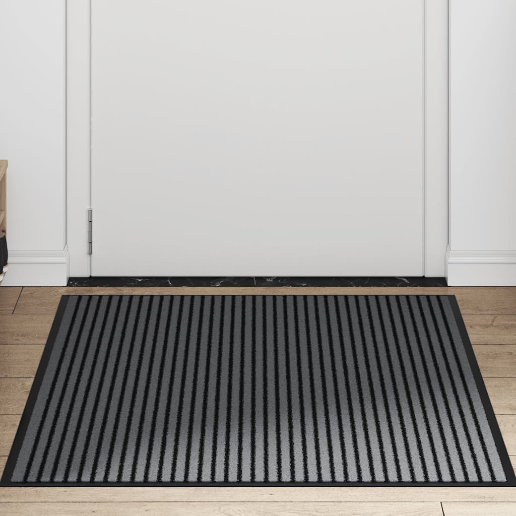 vidaXL Doormat Stripe Black and Grey 90x150 cm 3