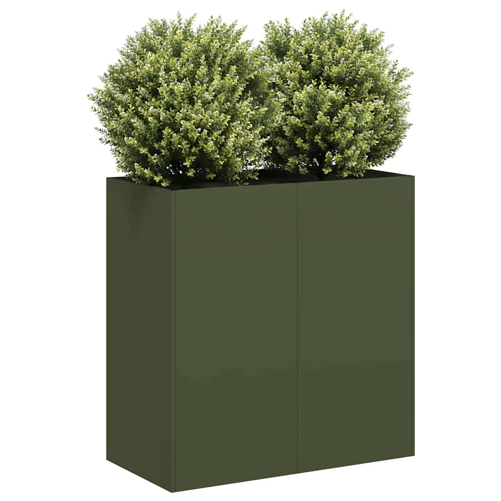 Planter 80x40x80 cm Cold-rolled Steel Olive green