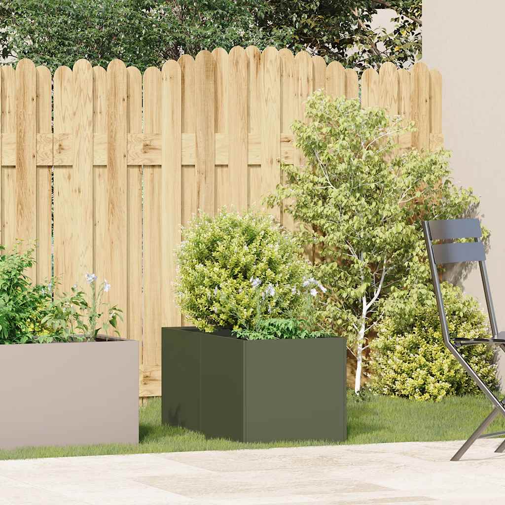 vidaXL Planter Olive Green 40x80x40 cm Cold-rolled Steel 3