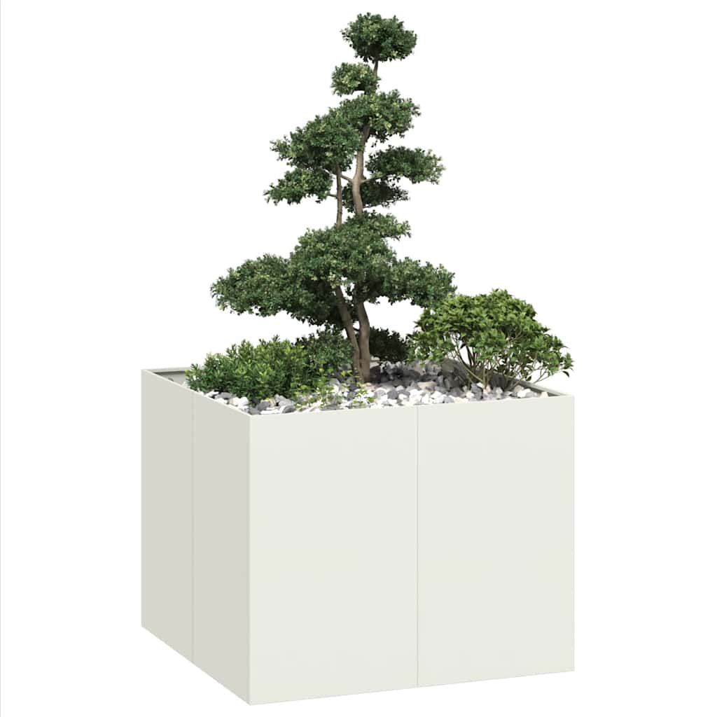 Planter 100x100x80 cm Steel White