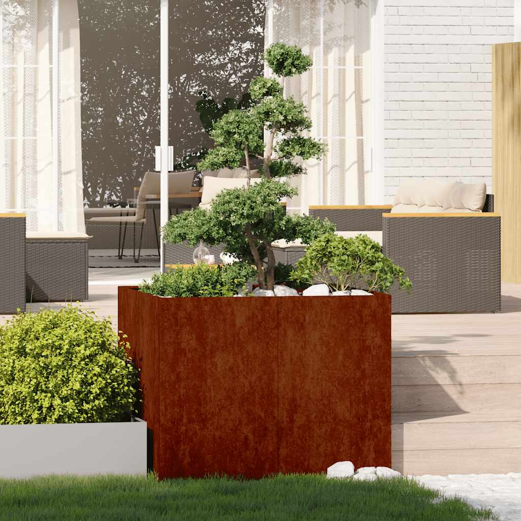 Planter 100x100x80 cm Steel Weathering steel