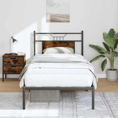 vidaXL Bed Frame without Mattress Engineered Wood Smoked Oak with Headboard