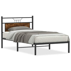vidaXL Bed Frame without Mattress Smoked Oak 100x190 cm Engineered Wood 2