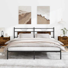 vidaXL Bed Frame without Mattress Engineered Wood Smoked Oak with Headboard