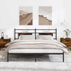 vidaXL Bed Frame without Mattress Engineered Wood Smoked Oak with Headboard