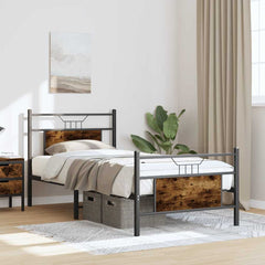 vidaXL Bed Frame without Mattress Smoked Oak 80x200 cm Engineered Wood 4
