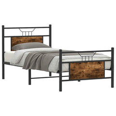 vidaXL Bed Frame without Mattress Smoked Oak 90x200 cm Engineered Wood 3