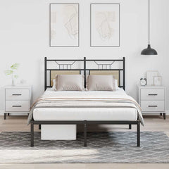 vidaXL Bed Frame without Mattress Engineered Wood Sonoma Oak with Headboard