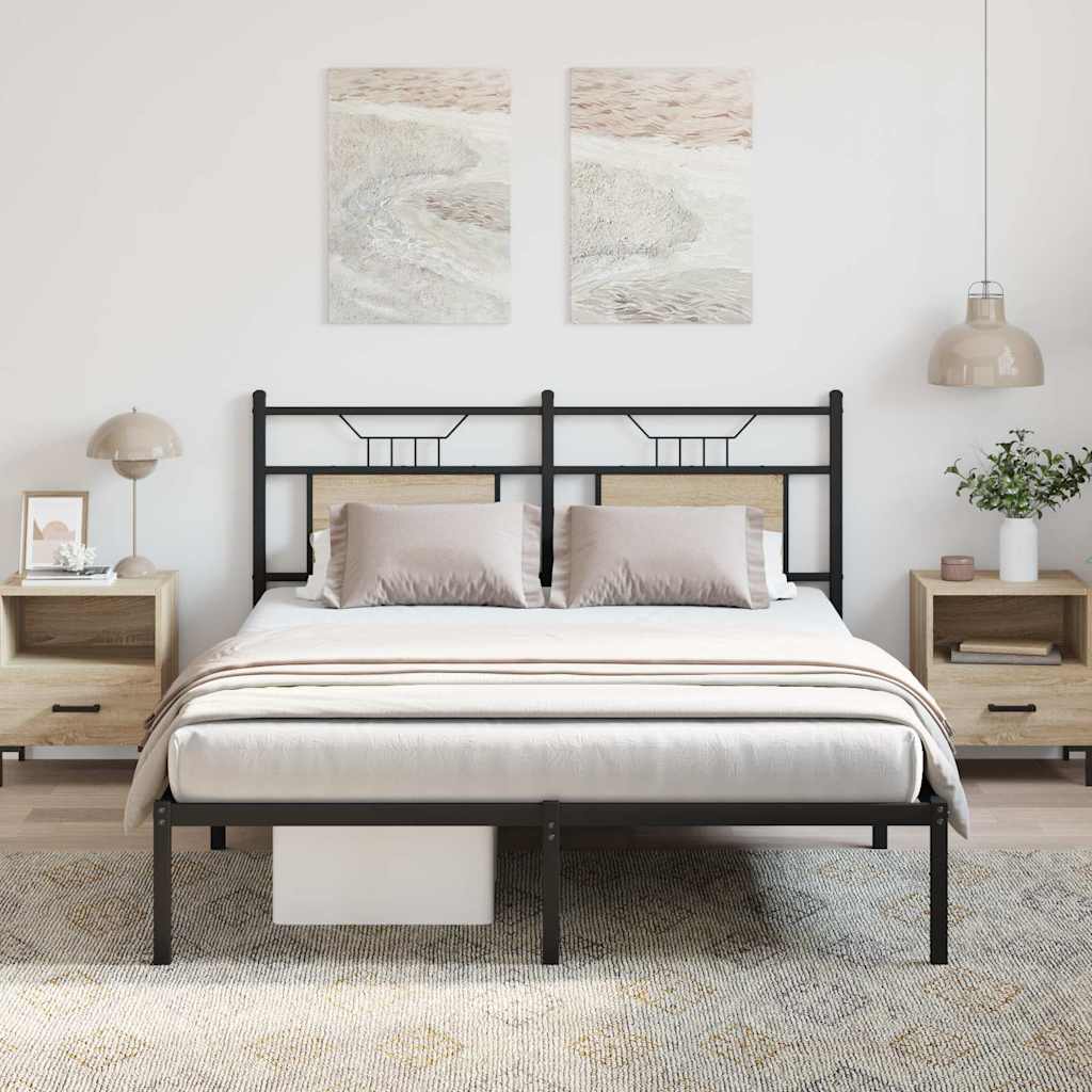 vidaXL Bed Frame without Mattress Engineered Wood Sonoma Oak with Headboard