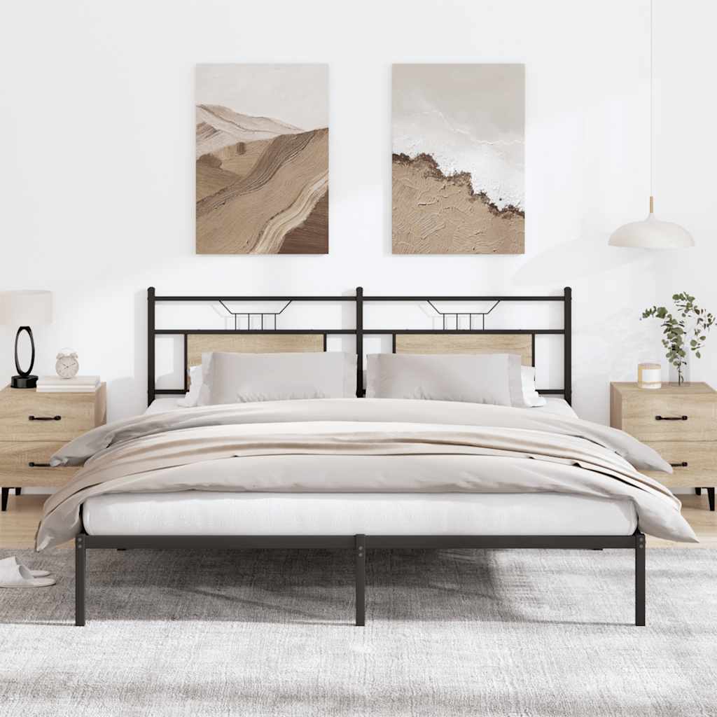 vidaXL Bed Frame without Mattress Engineered Wood Sonoma Oak with Headboard