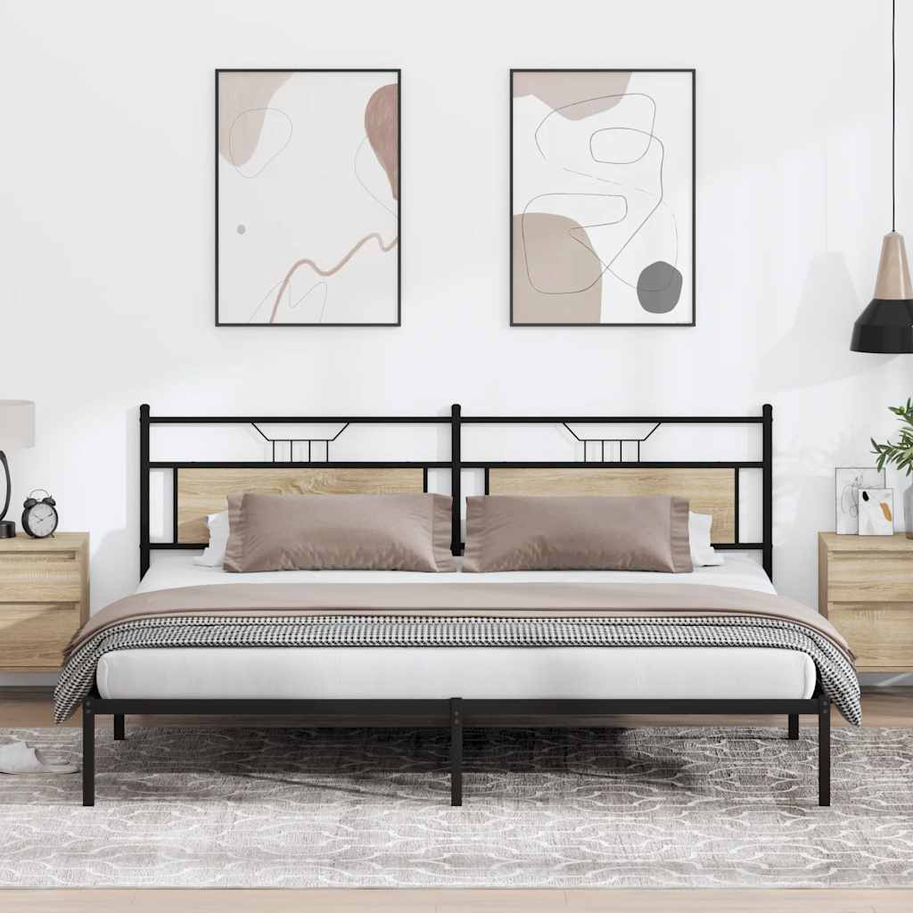 vidaXL Bed Frame without Mattress Engineered Wood Sonoma Oak with Headboard