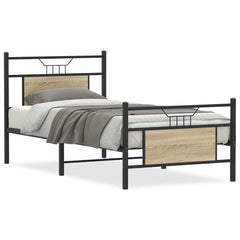 vidaXL Bed Frame without Mattress Sonoma Oak 75x190 cm Small Single Engineered Wood 2