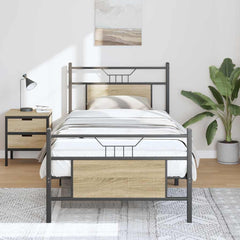 vidaXL Bed Frame without Mattress Sonoma Oak 75x190 cm Small Single Engineered Wood 4