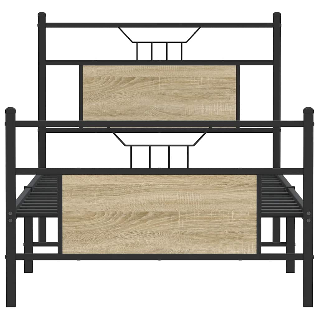vidaXL Bed Frame without Mattress Sonoma Oak 75x190 cm Small Single Engineered Wood 6